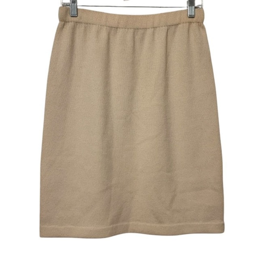 St.‎ John Basics Cream White Santana Knit Wool Knee Length Stretch Skirt 6